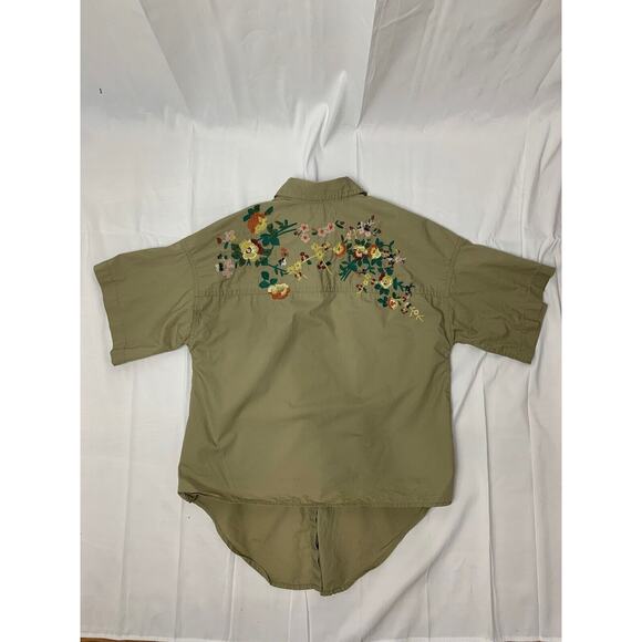 Madewell Woman’s Button-Up Tie Front Camp Shirt Embroidered Floral Pattern S - Picture 11 of 12